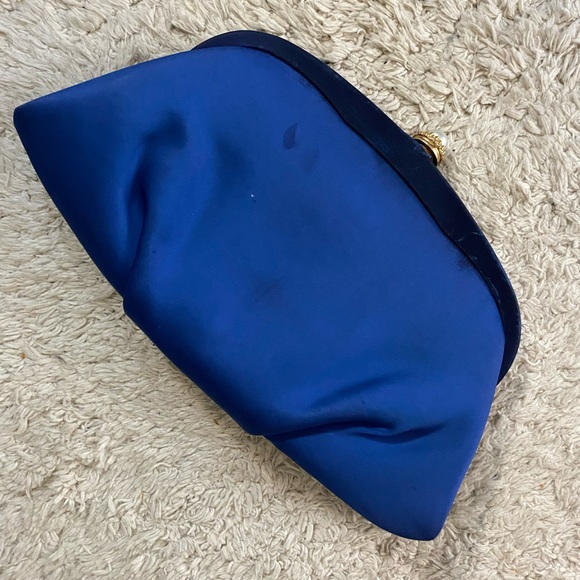Vintage blue satin clutch - Picture 3 of 4
